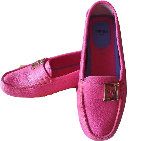 Fendi FF Logo Women's Pink Loafers - Picture 1 of 10